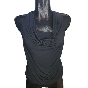 Studio Mode Black Sleeveless Drape Neckline Top Racerback Style S